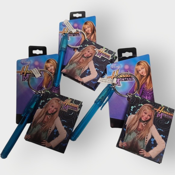 Other - NEW Disney Hannah Montana Miley Cyrus Pen Paper KEYCHAIN LOT OF 3 Free Shipping